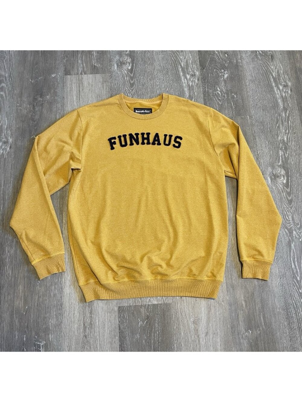 Rooster Teeth X FUNHAUS Yellow Yarn Embroidered Crewneck Men’s XL